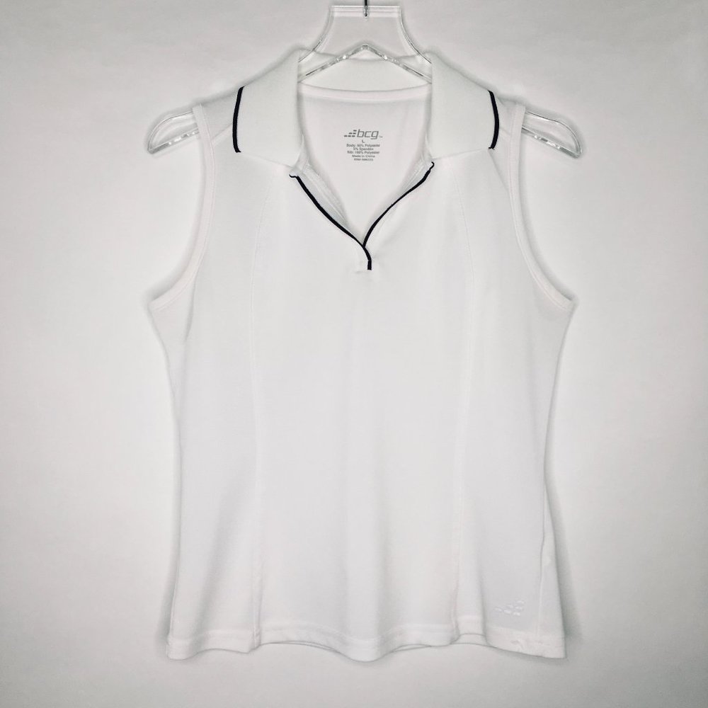 BCG Golf Polo Style Top Sleeveless Tennis Athletic White Size L